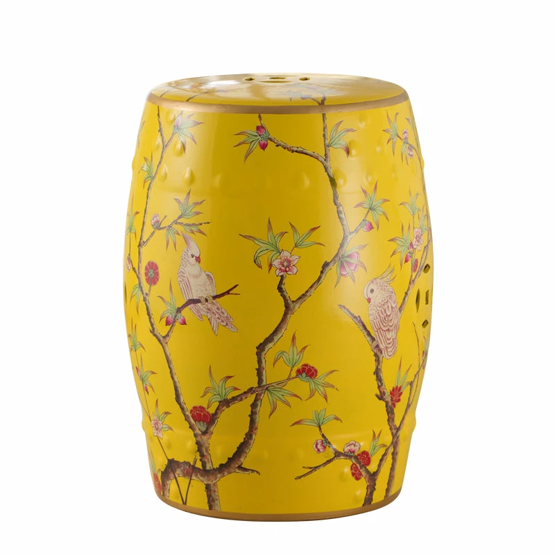 Staunton And Henry Furniture Modern Chinese Ceramic Hand-Painted Stool