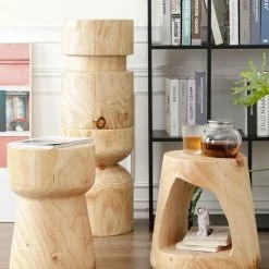 Staunton And Henry Furniture Solid Log Wood Stool