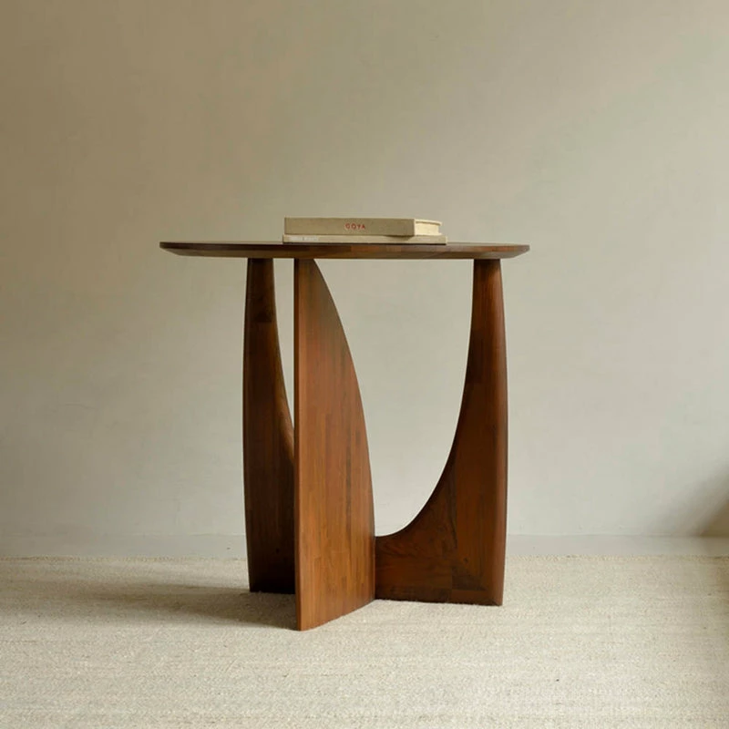Staunton And Henry Furniture Oak Wood Asymmetric Side Table
