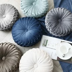 Staunton And Henry Round Pleated Vintage Style Cushion