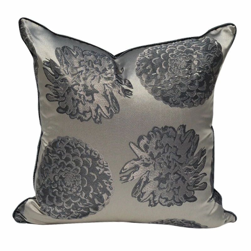 Staunton And Henry Floral Embroidered Satin Throw Cushion