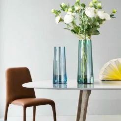 Staunton And Henry Home Accessories Tapered Colored Glass Vase With Gold Rim