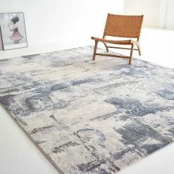Staunton And Henry Abstract Pattern Blue And Beige Rug Rugs
