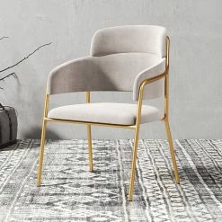 Staunton And Henry Millie Velvet Dining Chairs With Gold Legs (Set Of 2)