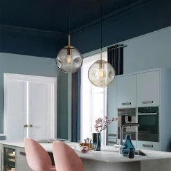 Staunton And Henry Lighting Modern Brass Pendant With Dimpled Glass Shade