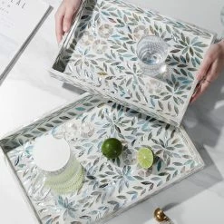 Staunton And Henry Jose Mother Of Pearl White Rectangle Tray Decorative Objects