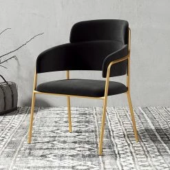 Staunton And Henry Millie Velvet Dining Chairs With Gold Legs (Set Of 2)