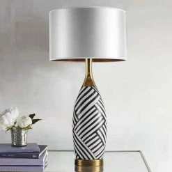 Staunton And Henry Elegant Black And White Ceramic Table Lamp Lighting