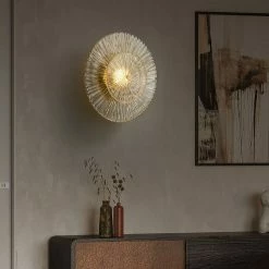 Staunton And Henry Flora Round Glass And Gold Wall Light Lighting