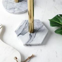 Staunton And Henry Marble And Gold Kitchen Towel Holder