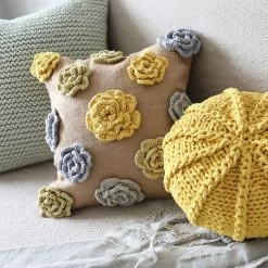 Staunton And Henry Home Accessories Flower Crochet Throw Cushion Cover