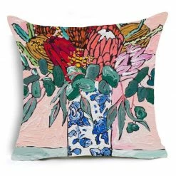 Staunton And Henry Home Accessories Watercolor Flower Painting Print Cushion