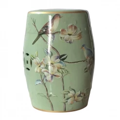 Staunton And Henry Furniture Modern Chinese Ceramic Hand-Painted Stool