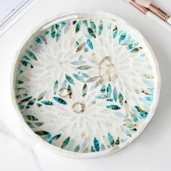 Staunton And Henry Mother Of Pearl Floral Round Tray
