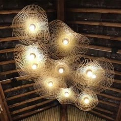 Staunton And Henry Lighting Modern Wicker Lotus Leaf Ceiling Light