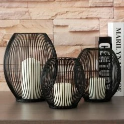 Staunton And Henry Home Accessories Black Cage Lantern Candle Holder