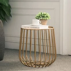 Staunton And Henry Furniture Round Metal Frame Side Table