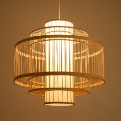 Staunton And Henry Lighting Modern Japanese Bamboo Cage Chandelier