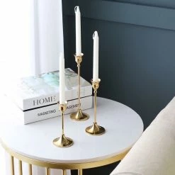 Staunton And Henry Slim Gold Candle Holder - Set Of 3 Home Accessories