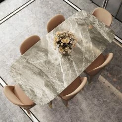 Staunton And Henry Evoke Gray Marble Pattern Dining Table