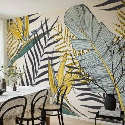 Staunton And Henry Yellow And Blue Palms Wallpaper