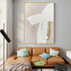 Staunton And Henry Modern Abstract Beige And White Oil Painting