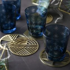 Staunton And Henry Kitchen Geometric Brass Coasters - Set Of 5