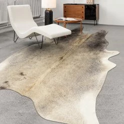 Staunton And Henry Rugs Premium Grey And Cream Faux Cowhide Rug