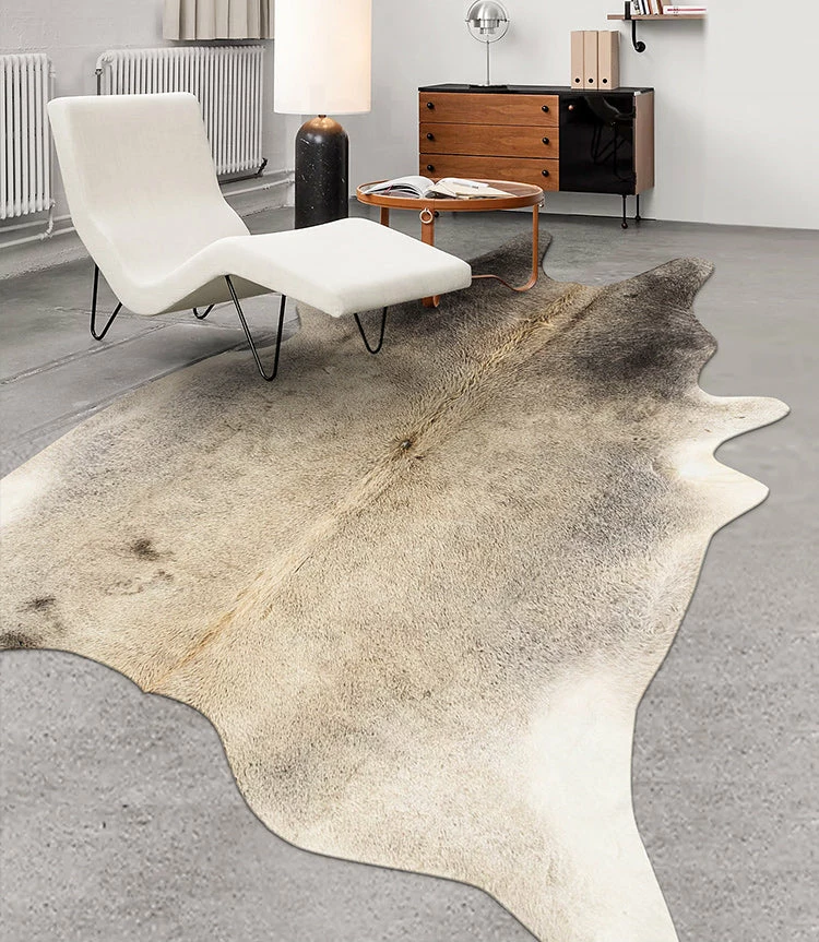 Staunton And Henry Rugs Premium Grey And Cream Faux Cowhide Rug