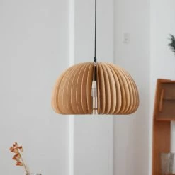 Staunton And Henry Modern Wood Pumpkin Pendant Light