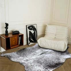 Staunton And Henry Rugs Premium Black Speckled Faux Cowhide Rug