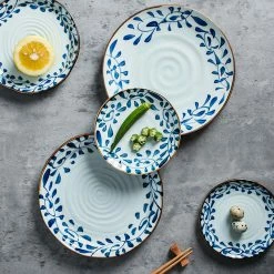 Staunton And Henry Akari Blue And White Japanese Lunch Plates - Set Of 4 Kitchen