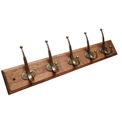 Staunton And Henry Cast Iron Wall Hooks With Solid Wood Base