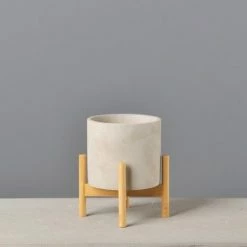 Staunton And Henry Modern Concrete Plant Pot With Wood Stand