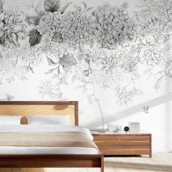 Staunton And Henry Monochrome Floral Wall Mural Wall Decor