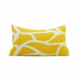Staunton And Henry Camille Jacquard Yellow And White Throw Cushion Home Accessories