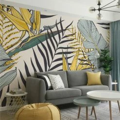 Staunton And Henry Yellow And Blue Palms Wallpaper