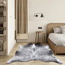 Staunton And Henry Rugs Premium Black Speckled Faux Cowhide Rug