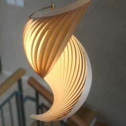 Staunton And Henry Studio Vayehi Wing Wood Veneer Ceiling Light