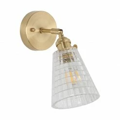 Staunton And Henry Vintage Glass And Brass Wall Light