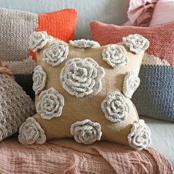 Staunton And Henry Home Accessories Flower Crochet Throw Cushion Cover