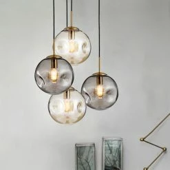 Staunton And Henry Lighting Modern Brass Pendant With Dimpled Glass Shade
