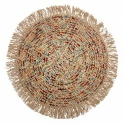 Staunton And Henry Round Multicolored Jute And Wool Rug