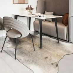 Staunton And Henry Rugs Premium Grey And Cream Faux Cowhide Rug
