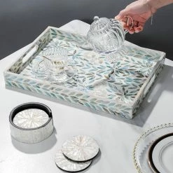 Staunton And Henry Jose Mother Of Pearl White Rectangle Tray Decorative Objects