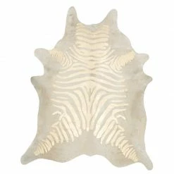 Staunton And Henry Premium Zebra Print White Faux Cowhide Rug Rugs