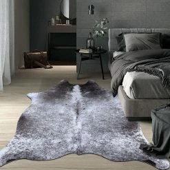 Staunton And Henry Rugs Premium Black Speckled Faux Cowhide Rug