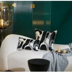 Staunton And Henry Home Accessories Modern Applique Leather Black And White Throw Cushion