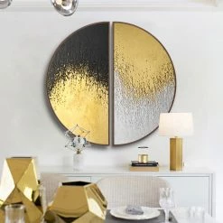 Staunton And Henry Wall Decor Modern Round Black And Gold Framed Wall Art