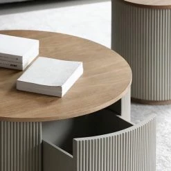 Staunton And Henry Furniture Art Deco Solid Wood Round Coffee Table